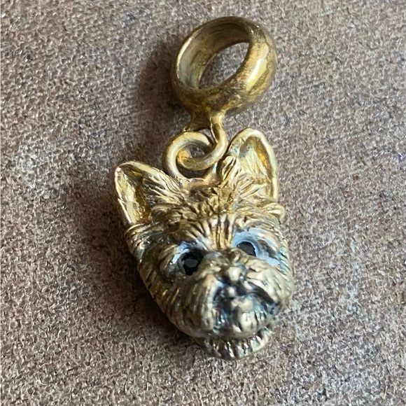 Custom Yorkie charm sterling with gold wash fits Pandora Yorkshire Terrier - Picture 2 of 2